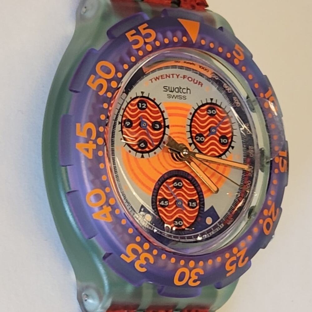 Swatch watch RED HARBOUR SBG100 1993 Aquachrono New old stock - Picture 5 of 9